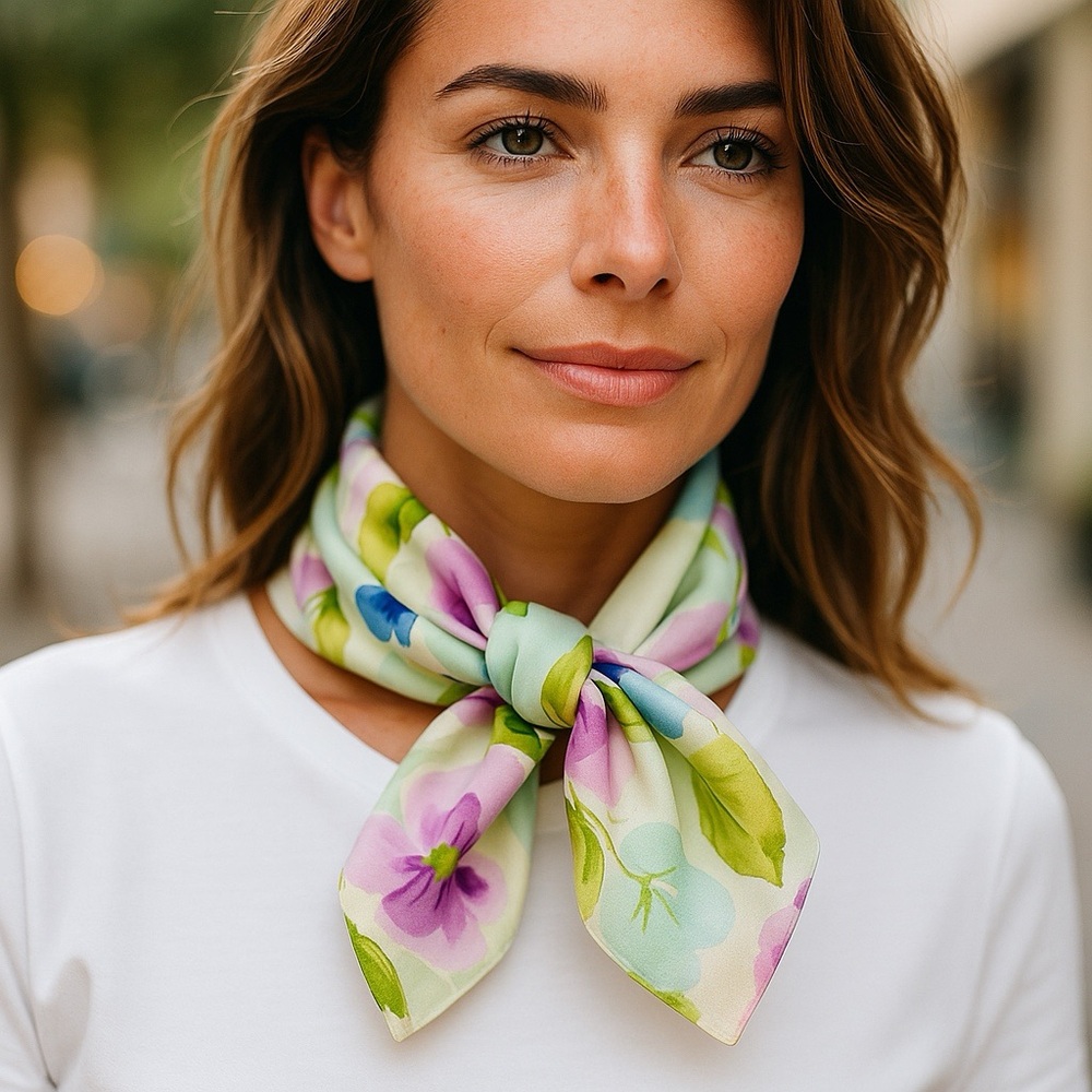 NWT SILKLETTE 100% Silk Floral Bandana